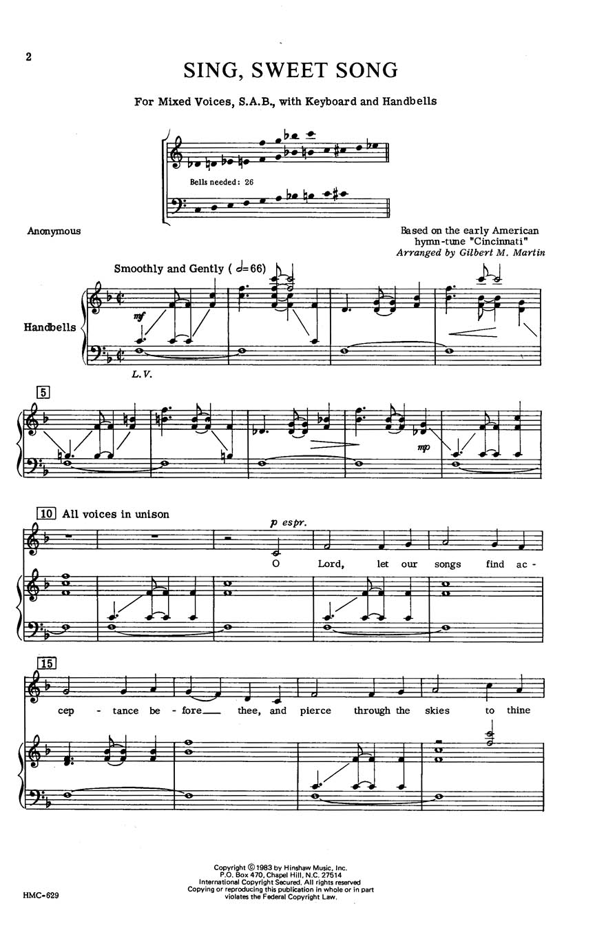 Sing  Sweet Song: SAB: Vocal Score