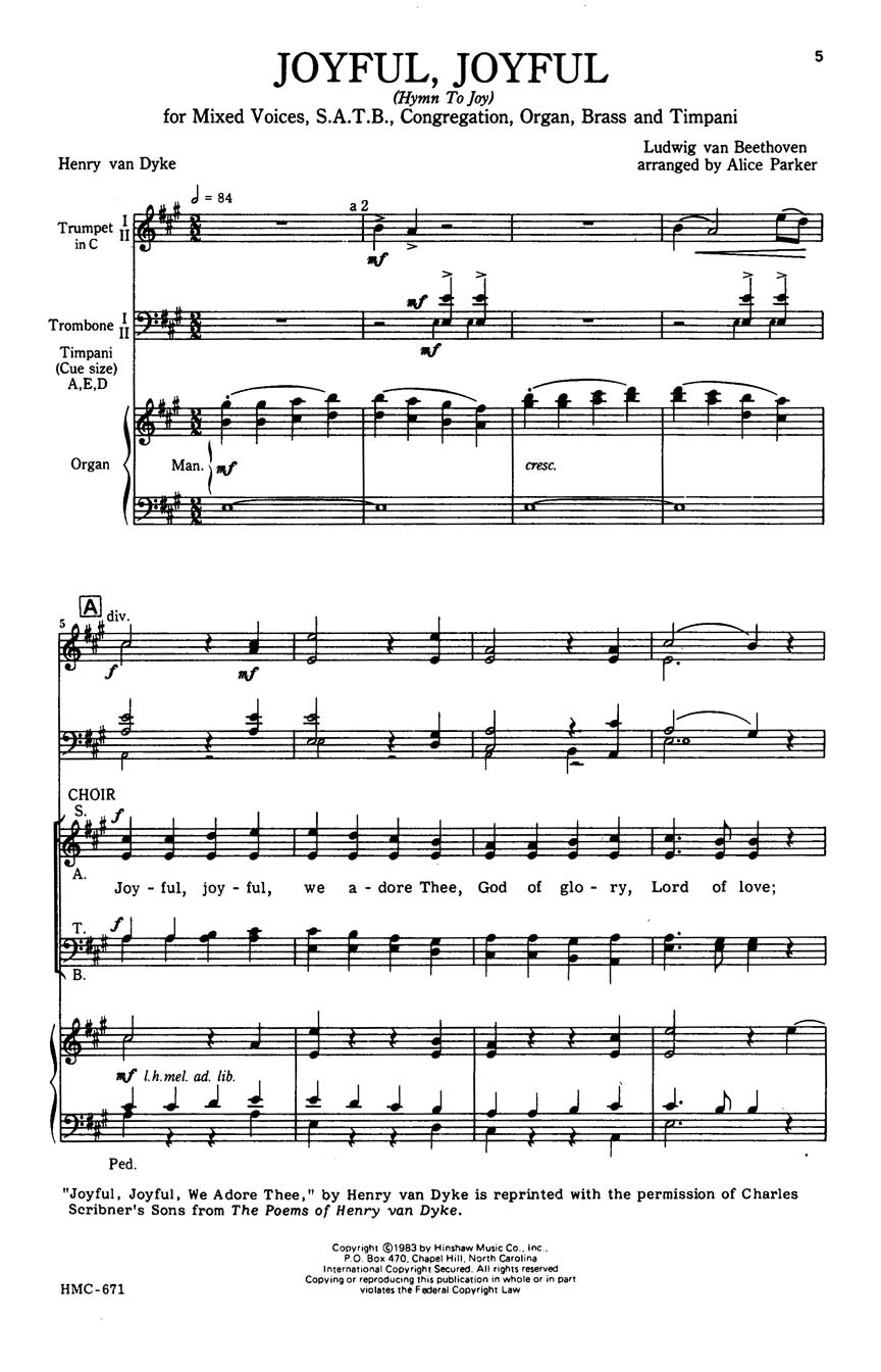 Ludwig van Beethoven: Joyful  Joyful: SATB: Vocal Score