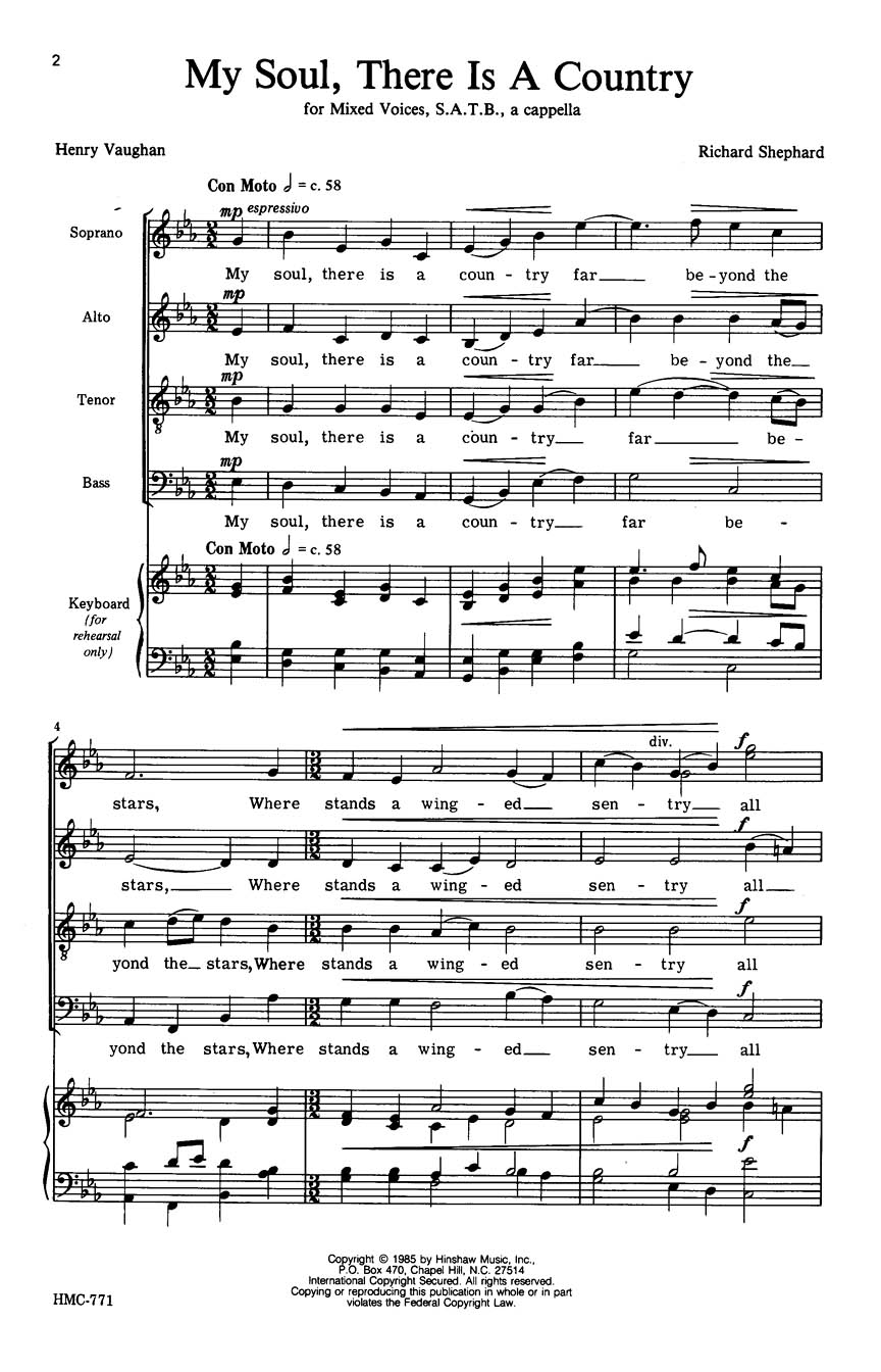 Richard Shephard: My Soul  There Is a Country: SATB: Vocal Score