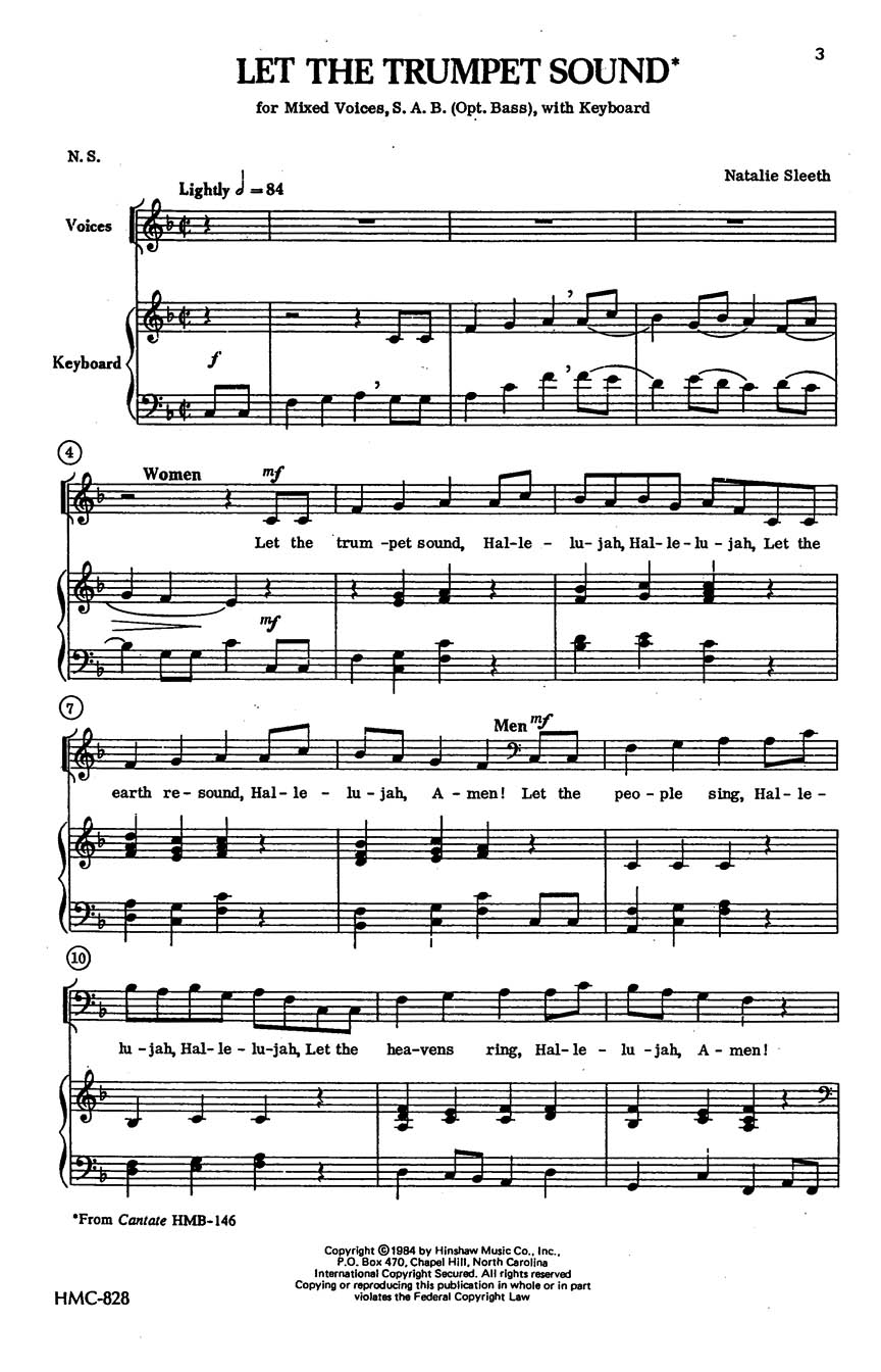 Natalie Sleeth: Let the Trumpet Sound: SAB: Vocal Score