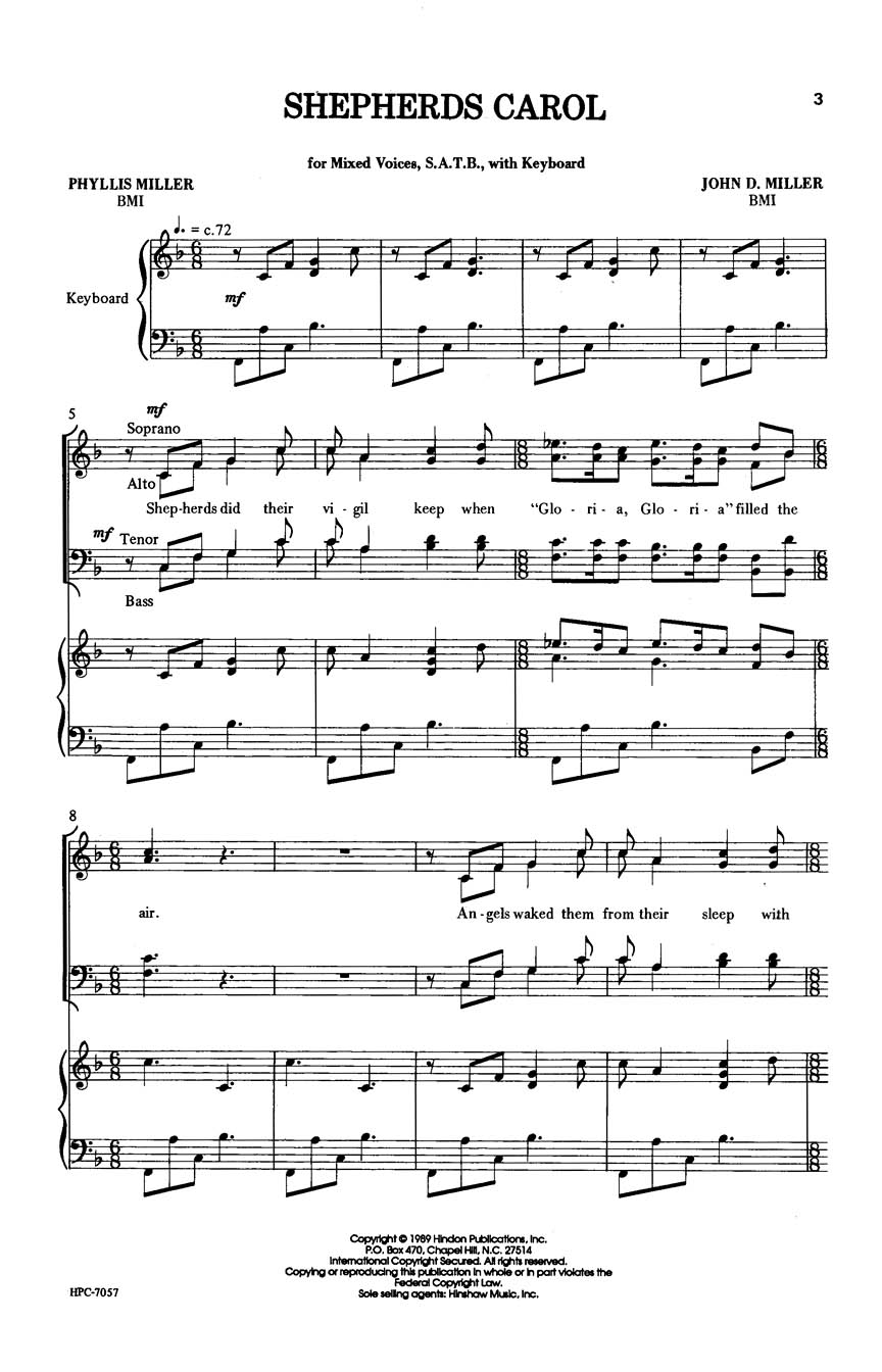 Shepherds Carol: SATB: Vocal Score