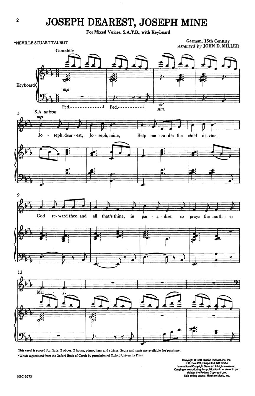 Joseph Dearest Joseph Mine: SATB: Vocal Score