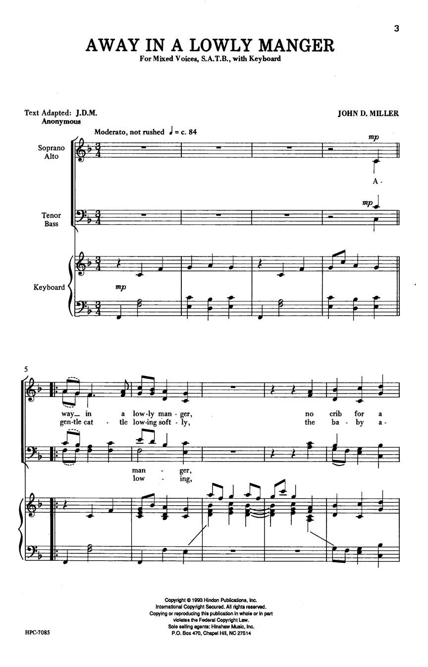 Away In A Lowly Manger: SATB: Vocal Score