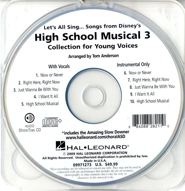 Let's all Sing Songs( HighSchoolMus.3 )Perf./AccCD: Children's Choir: Backing