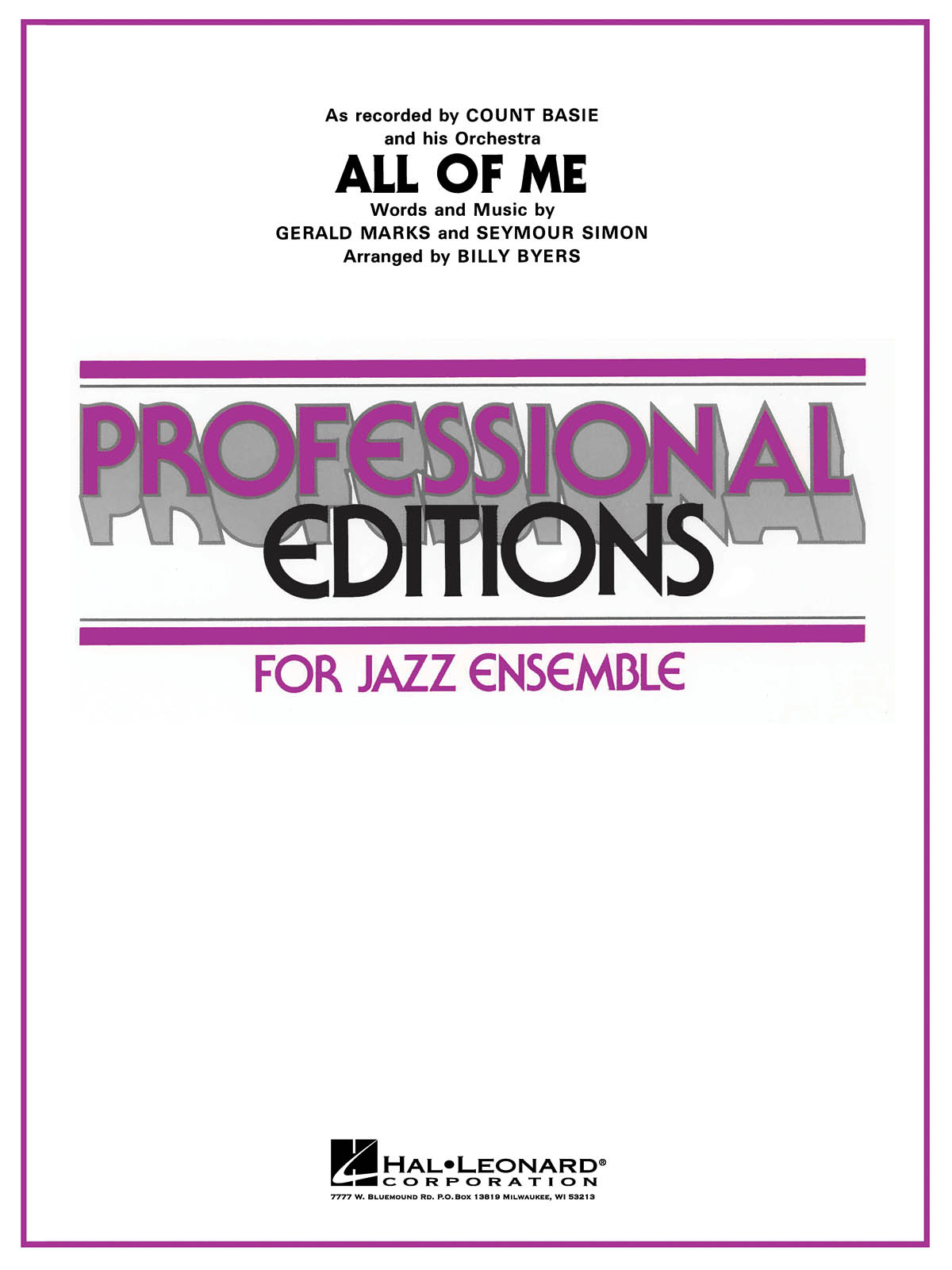 Count Basie: All Of Me: Jazz Ensemble: Score & Parts