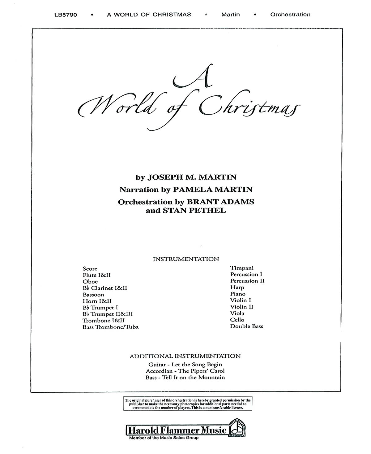 Joseph M. Martin: A World of Christmas: Orchestra: Parts