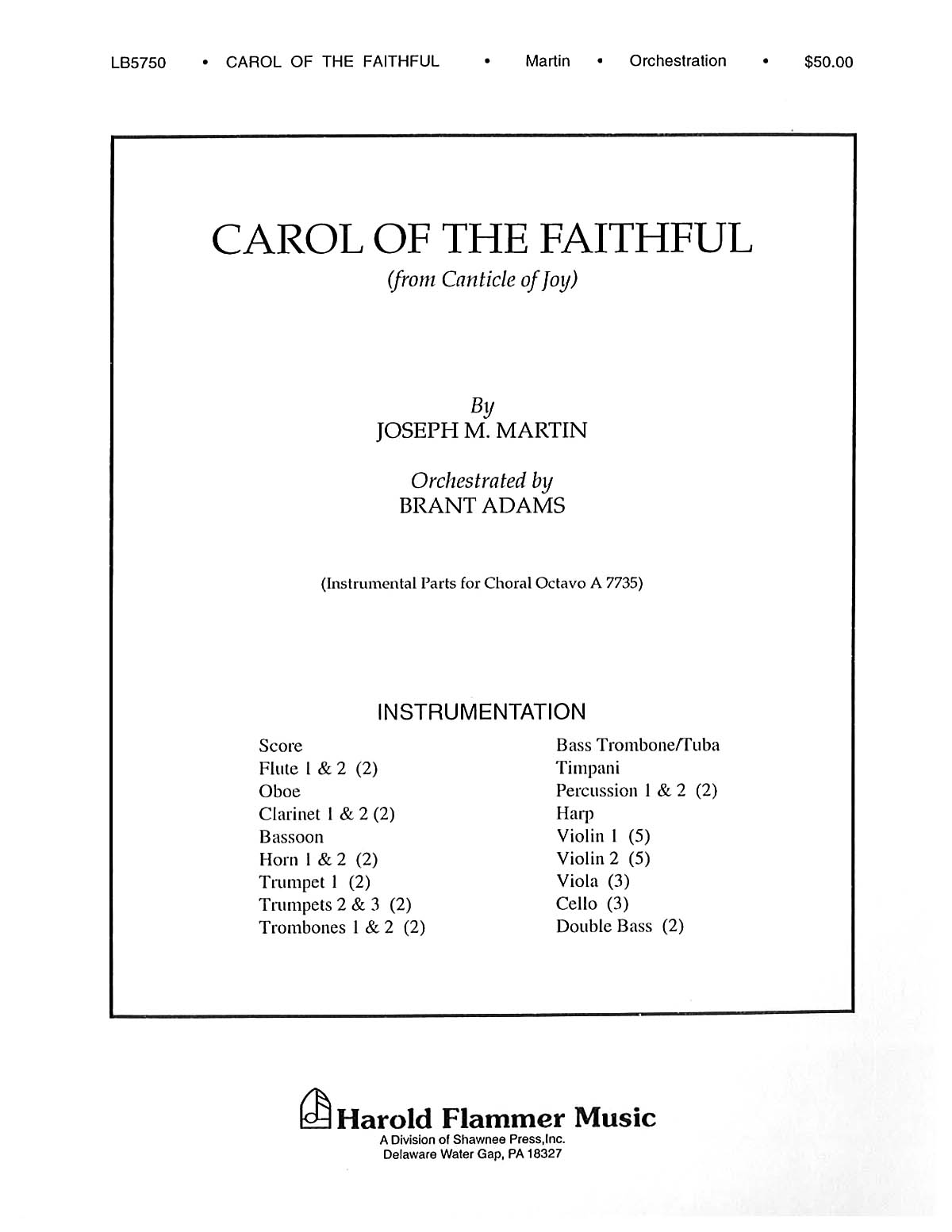 Joseph M. Martin: Carol of the Faithful from Canticle of Joy: Orchestra: Parts