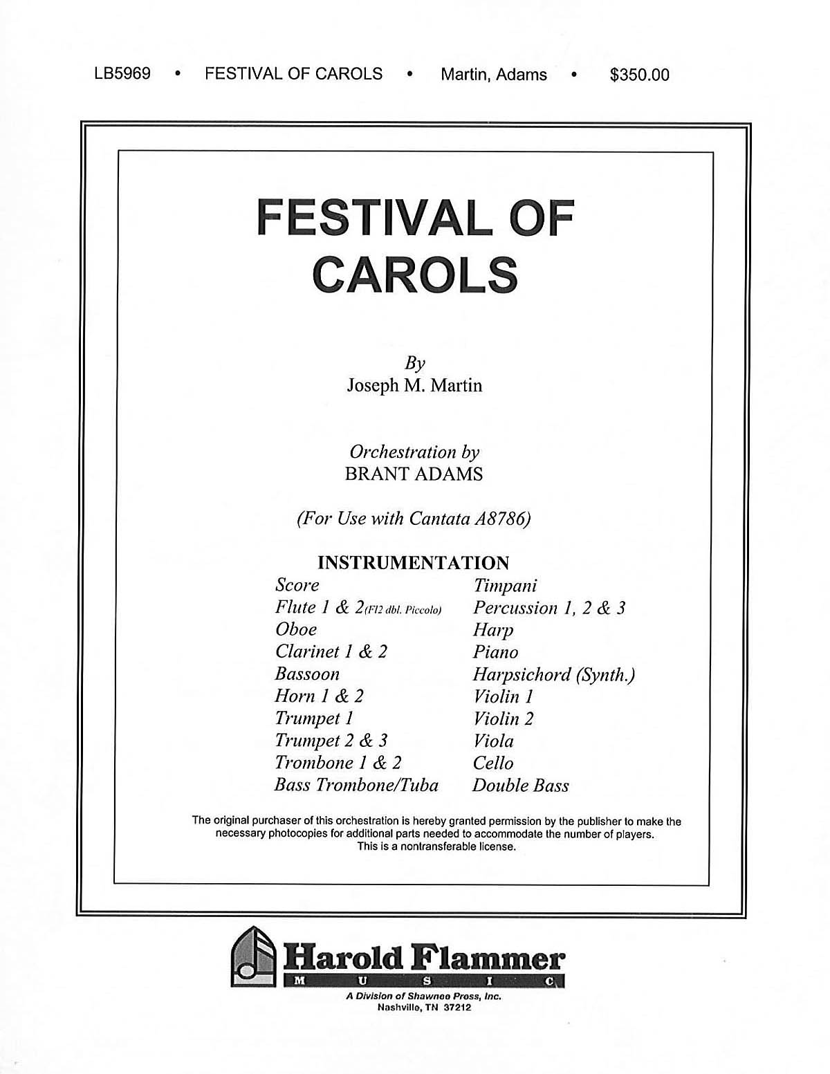 Joseph M. Martin: Festival of Carols: Orchestra: Parts