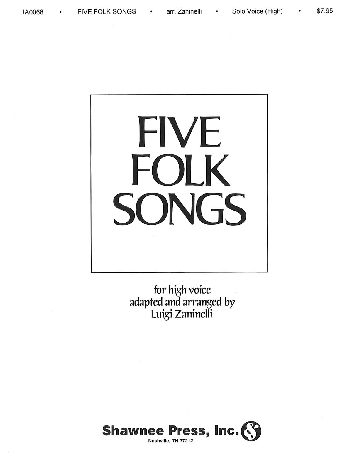 Five Folk Songs: High Voice: Vocal Work