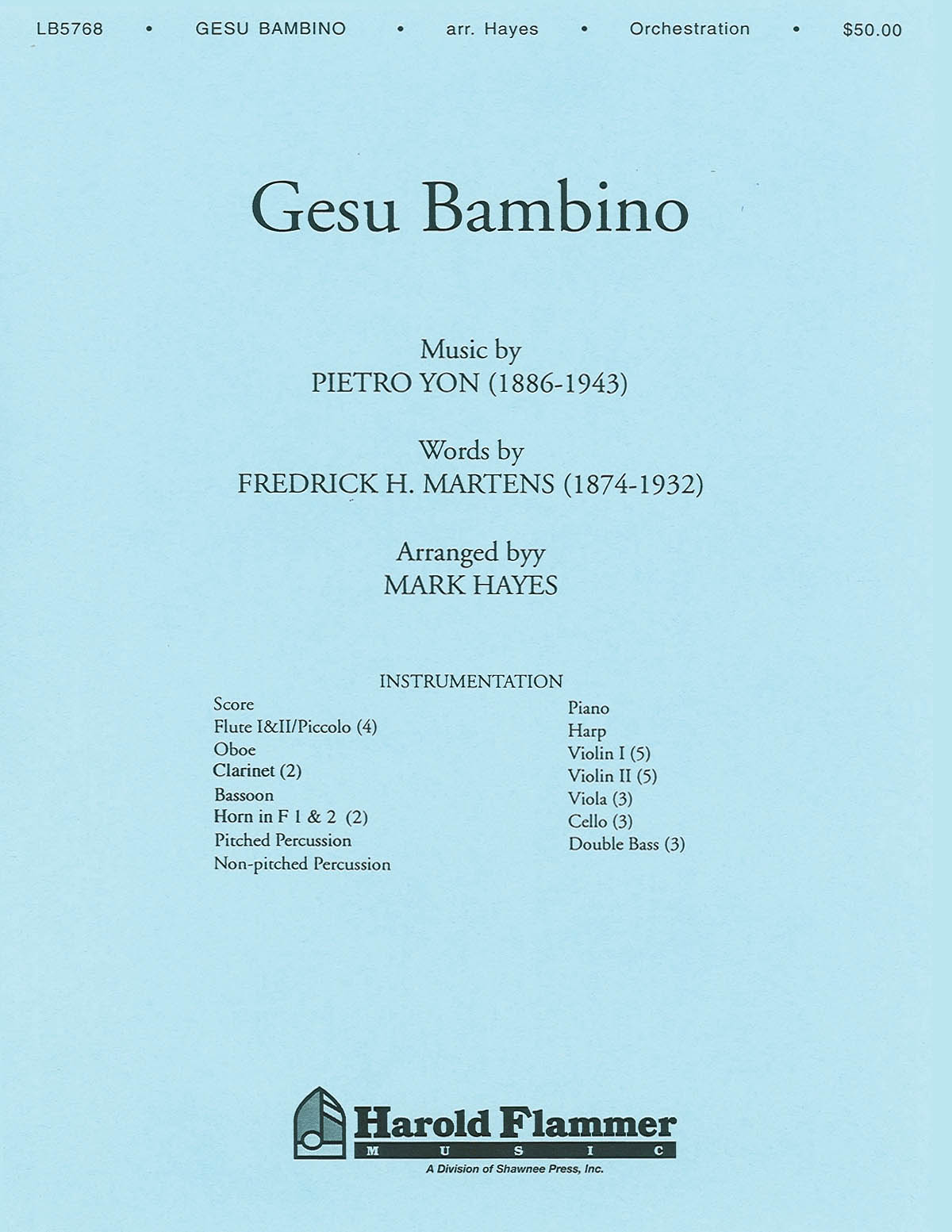 Pietro Yon: Gesu Bambino: Orchestra: Parts