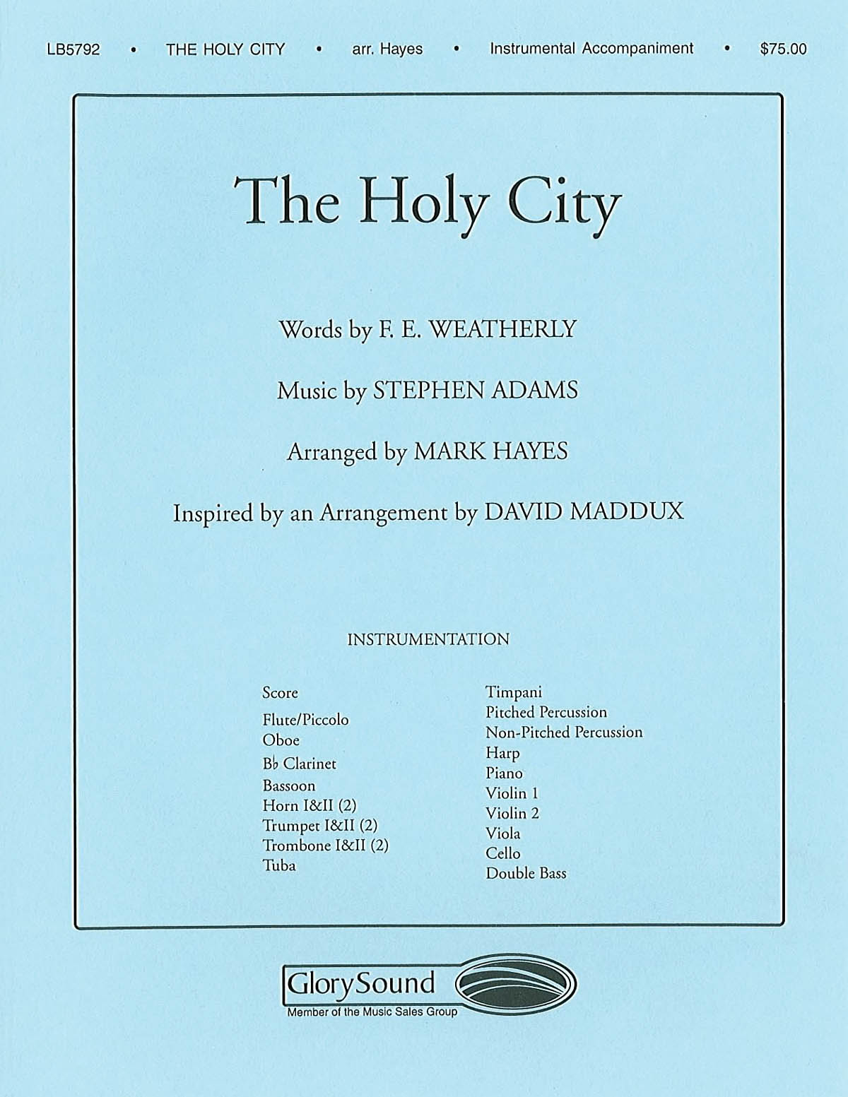 The Holy City: Orchestra: Parts