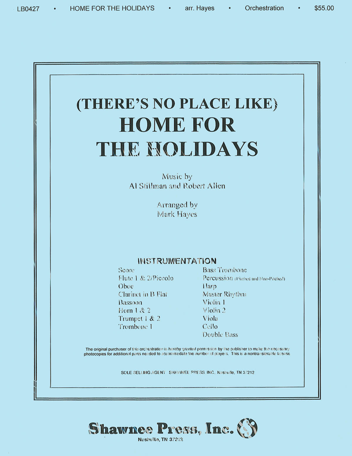 (There's No Place Like) Home for the Holidays: Orchestra: Parts