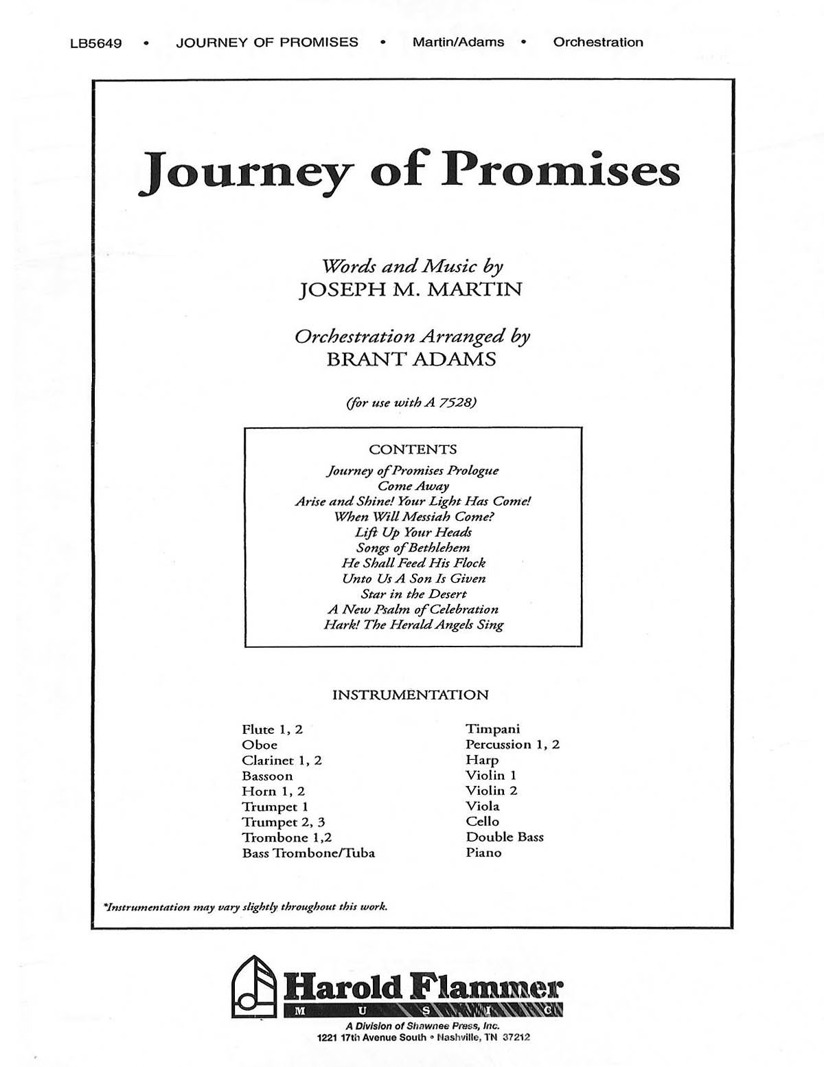 Joseph M. Martin: Journey of Promises: Orchestra: Parts