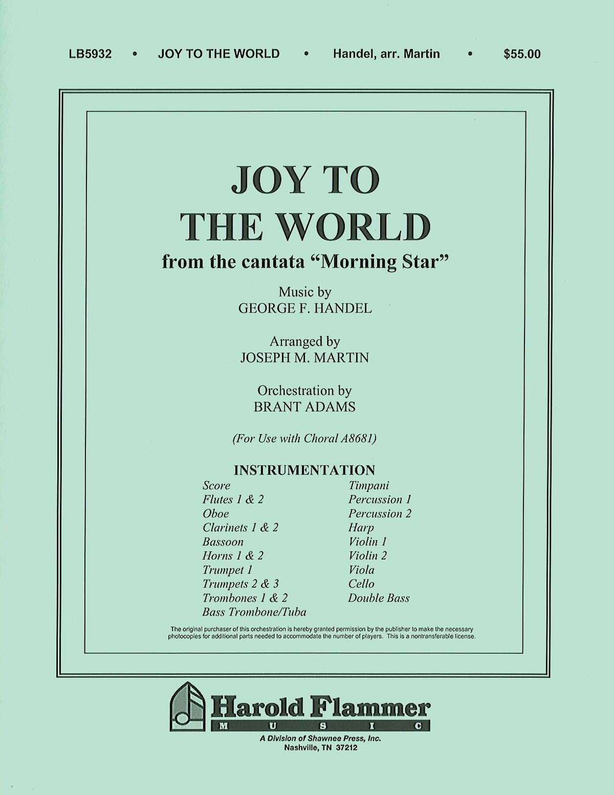 Joy to the World (from Morning Star): Orchestra: Parts