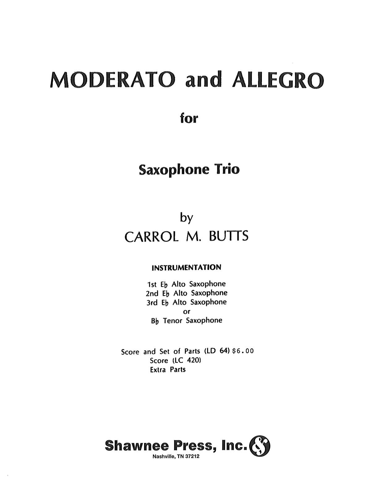 Moderato and Allegro Saxophone Trio: Part