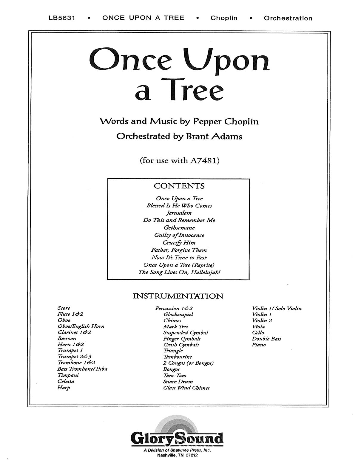 Pepper Choplin: Once Upon a Tree: Orchestra: Parts