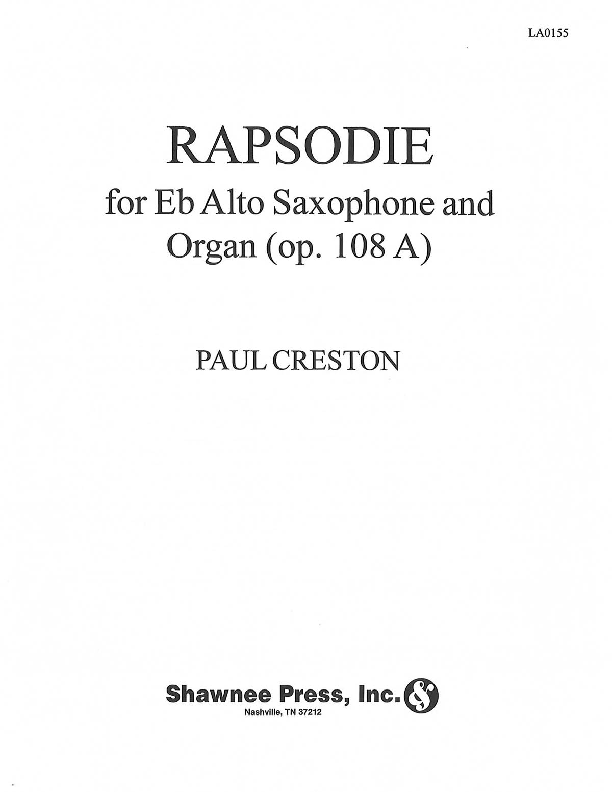 Rapsodie for E Flat Alto Saxophone and Organ: Alto Saxophone and Accomp.: