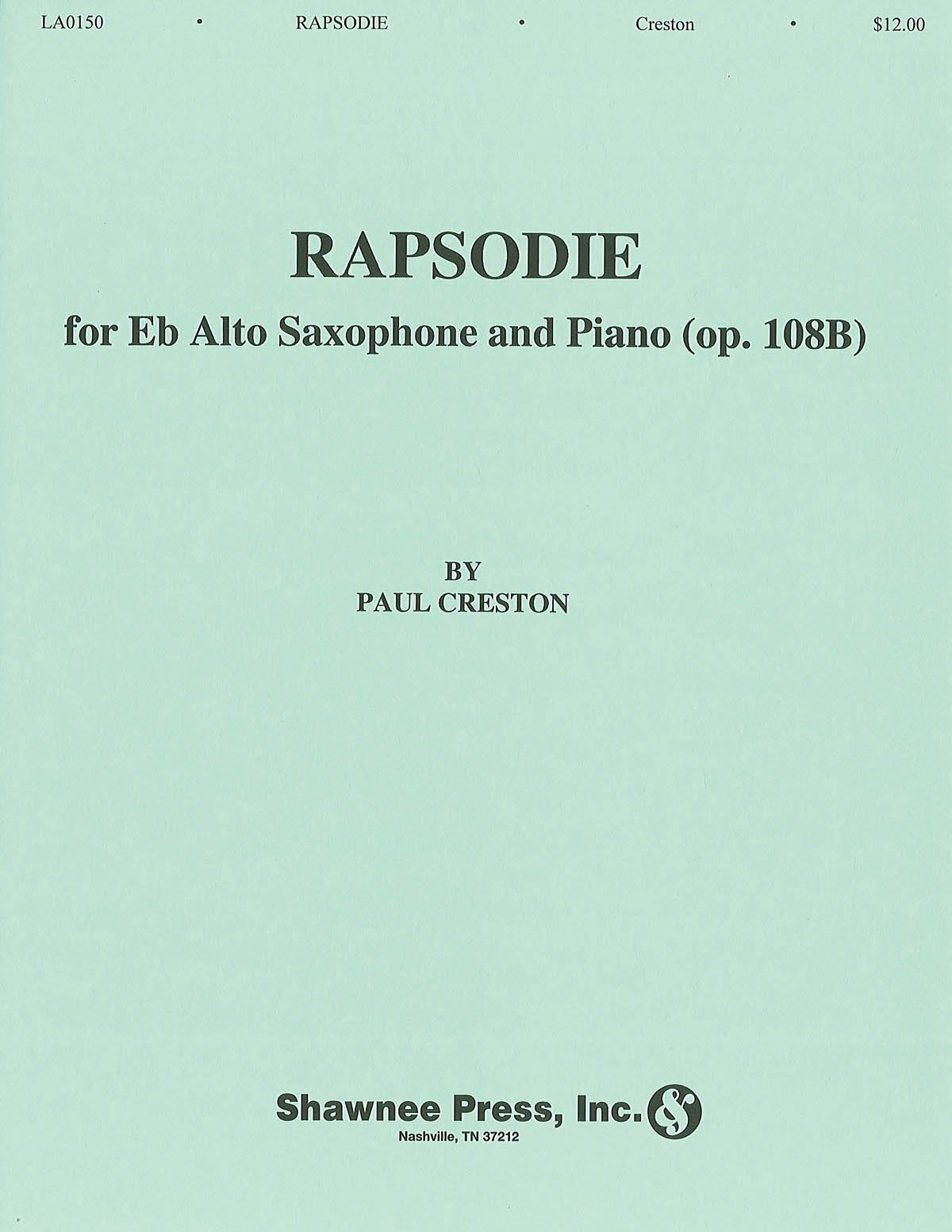 Paul Creston: Rapsodie: Alto Saxophone: Part