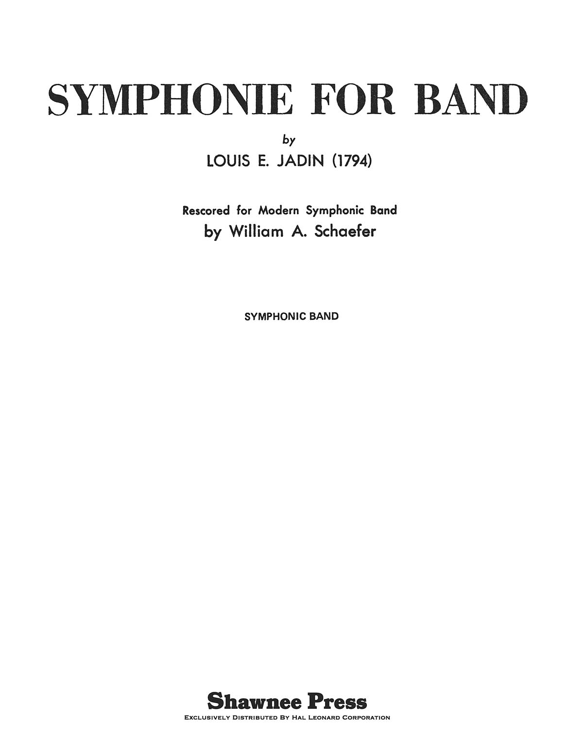 Jadin: Symphonie for Band: Concert Band: Score and Parts