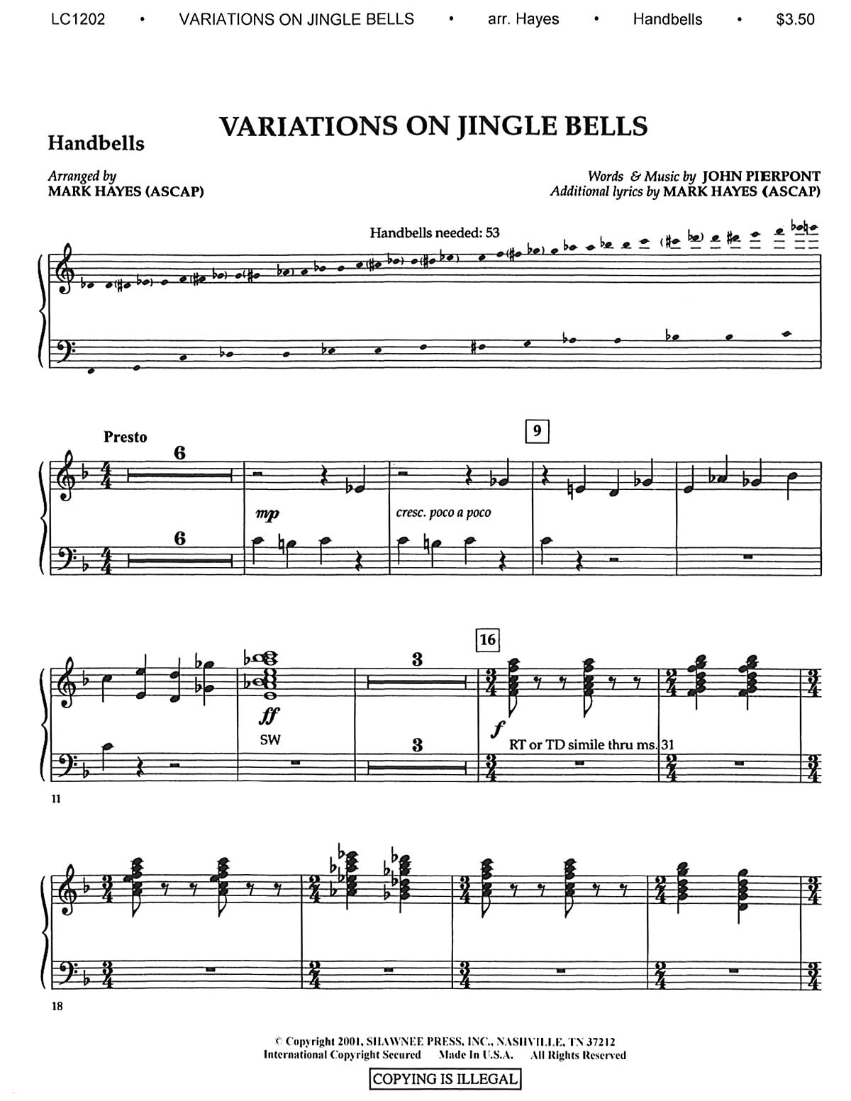 Variations on Jingle Bells: Handbells: Part