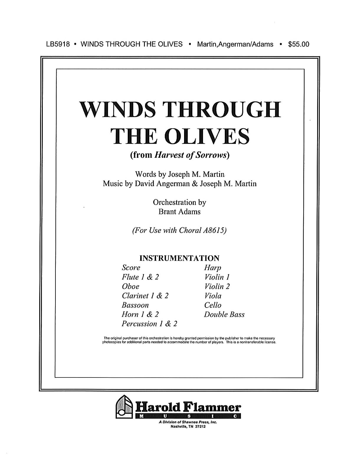 David Angerman Joseph M. Martin: Winds Through the Olives (from Harvest of