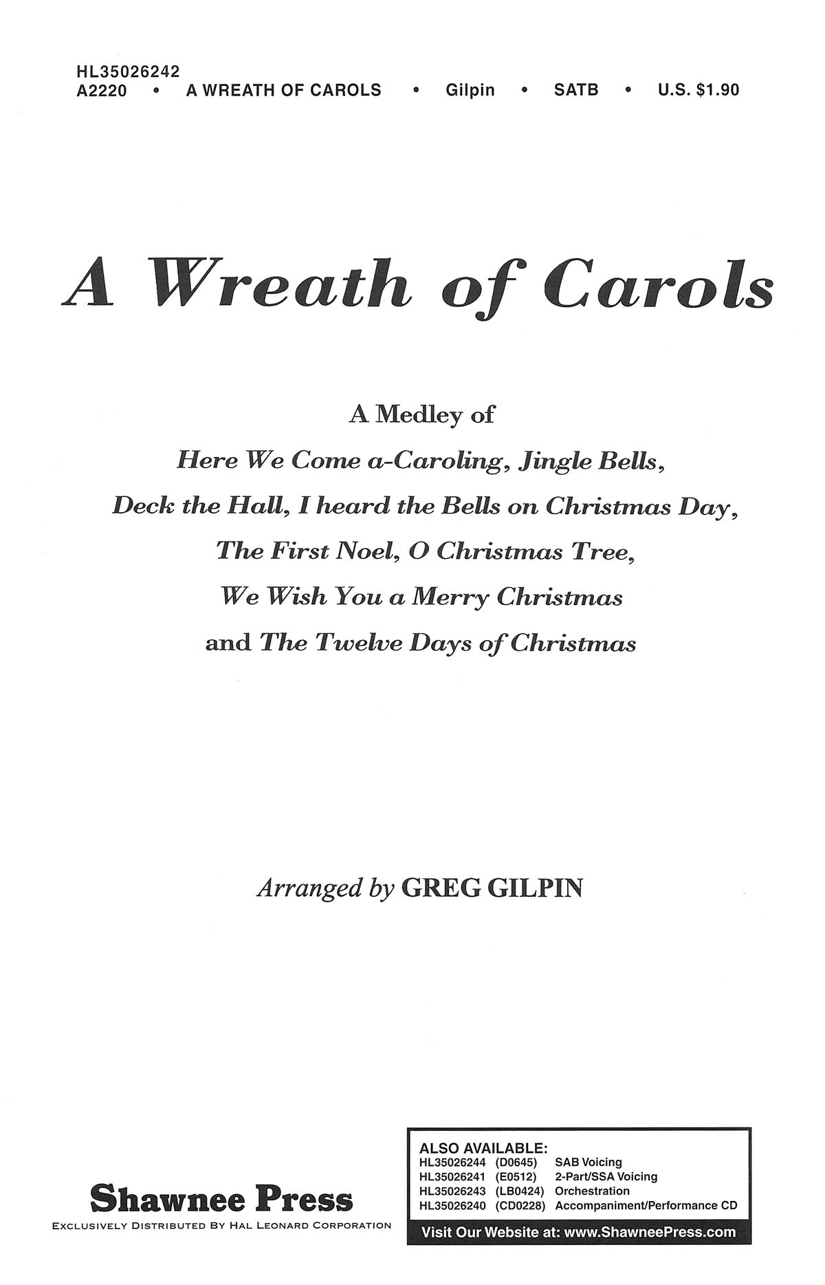 A Wreath of Carols: SATB: Vocal Score