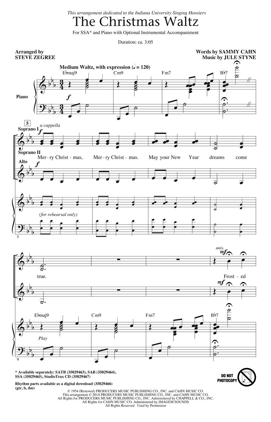 The Christmas Waltz: SSA: Vocal Score