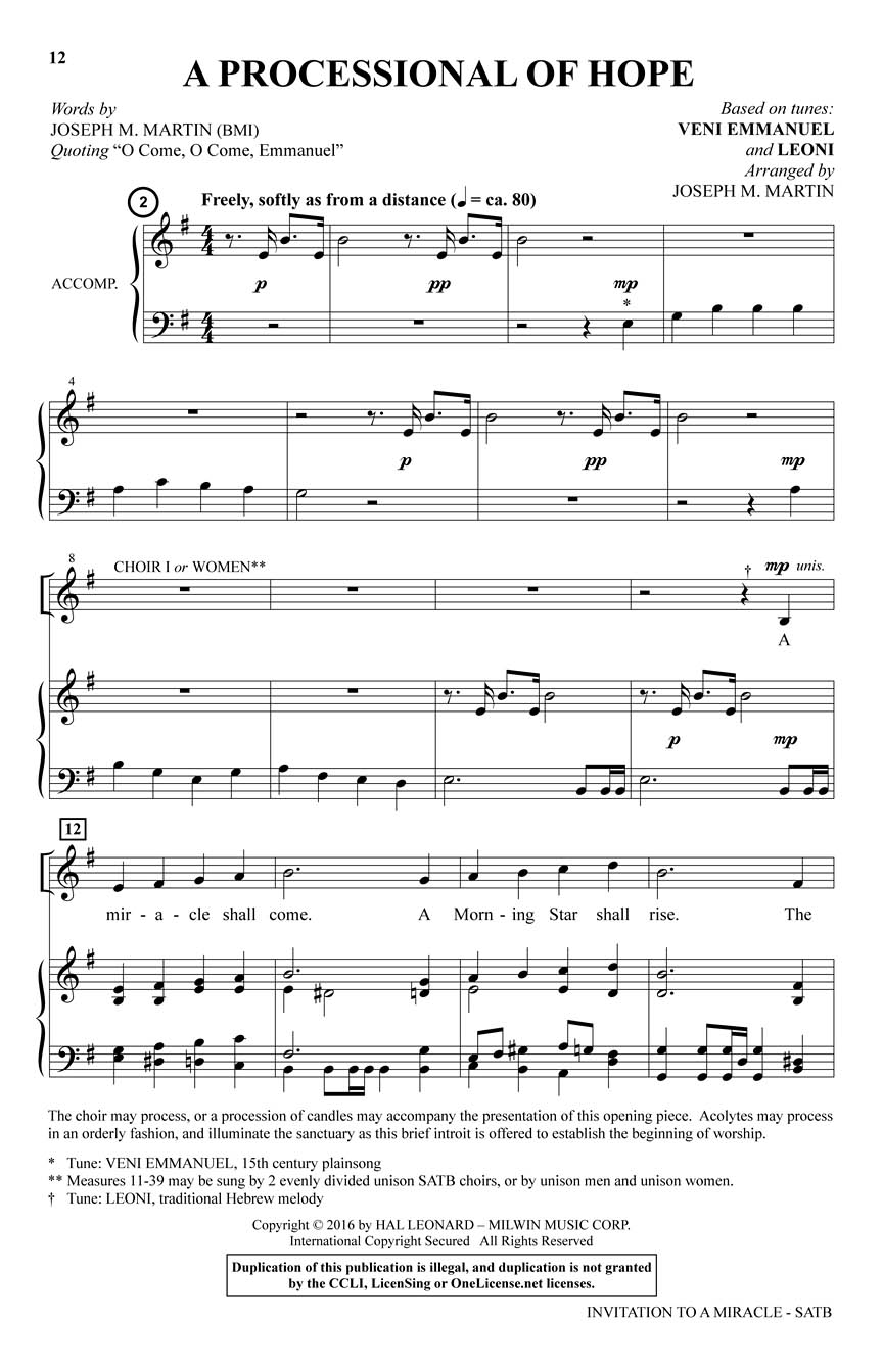 Joseph M. Martin: Invitation to a Miracle: Mixed Choir: Vocal Score