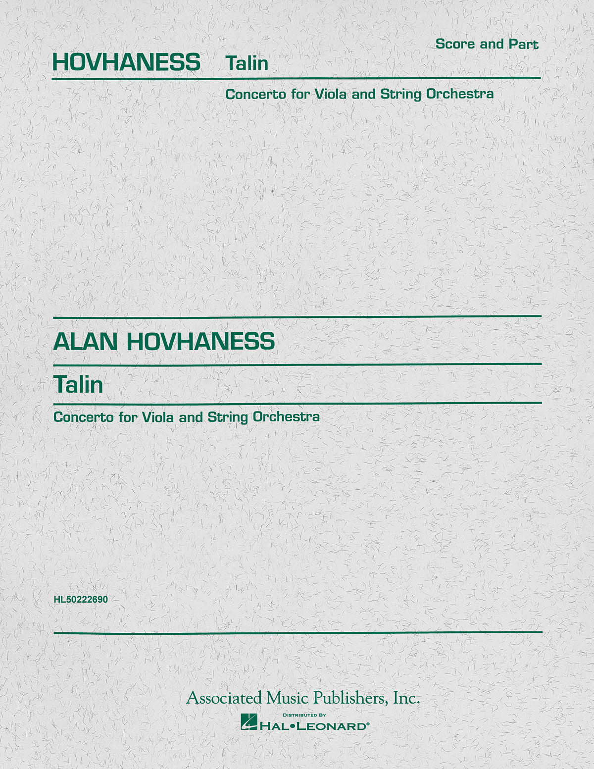 Alan Hovhaness: Talin Concerto: Viola: Score
