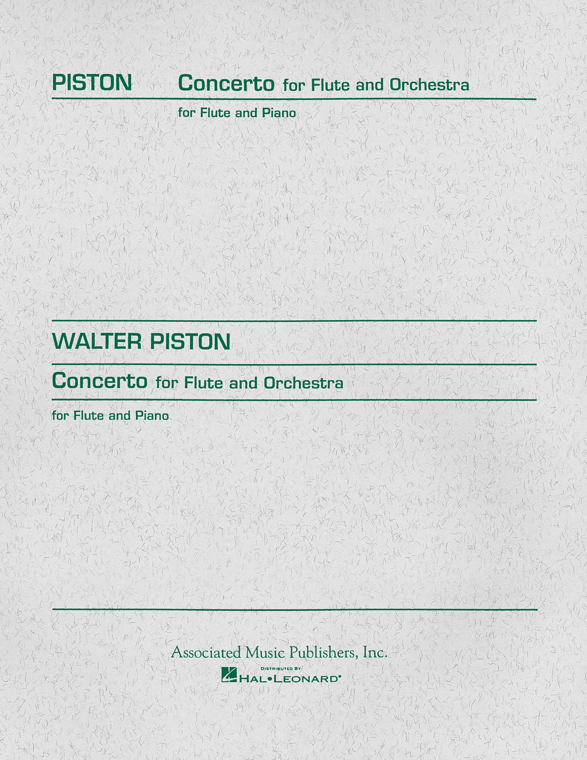 Walter Piston: Concerto for Flute and Orchestra: Flute & Piano: Instrumental