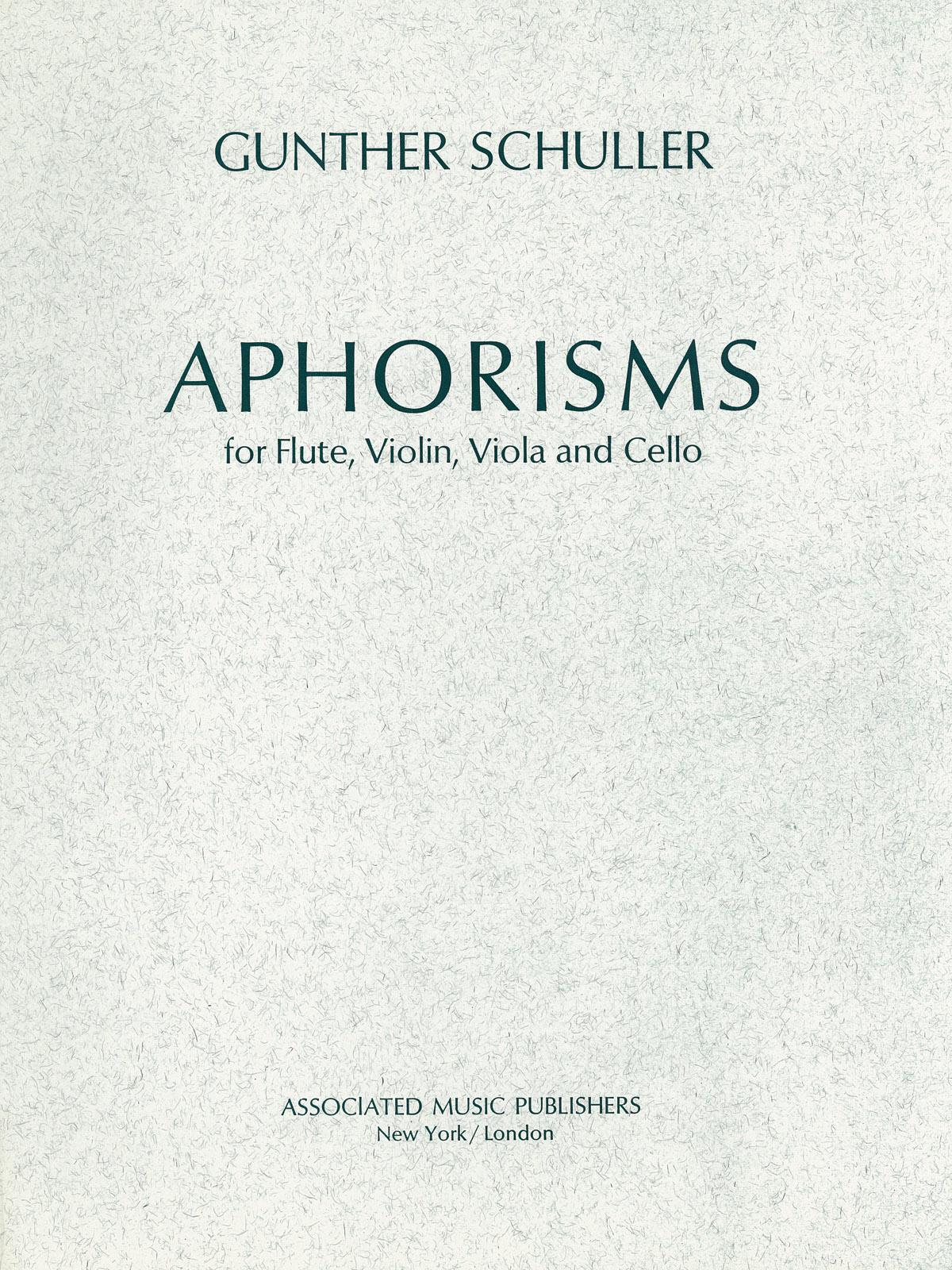 Gunther Schuller: Aphorisms: Chamber Ensemble: Score & Parts