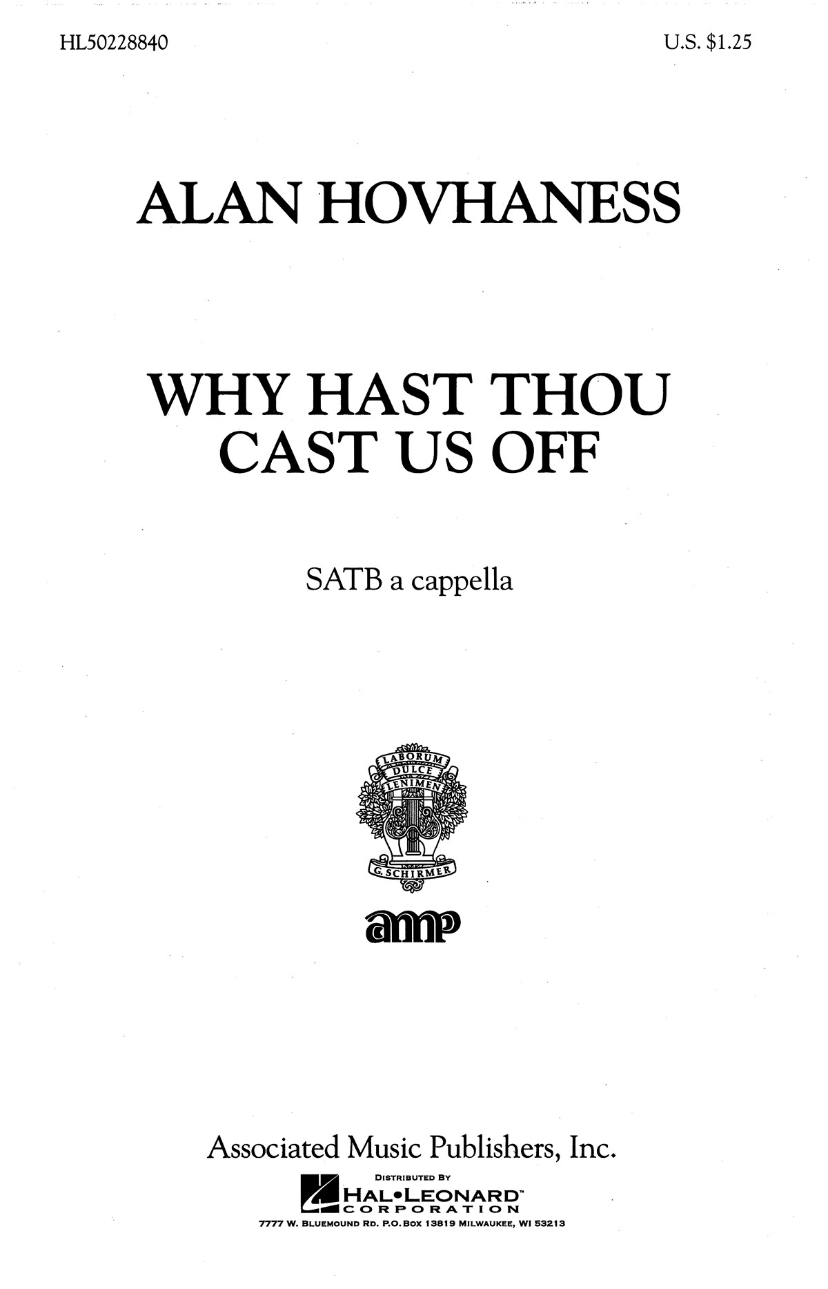 Alan Hovhaness: Why Hast Thou Cast Us Off Motet A Cappella: SATB: Vocal Score