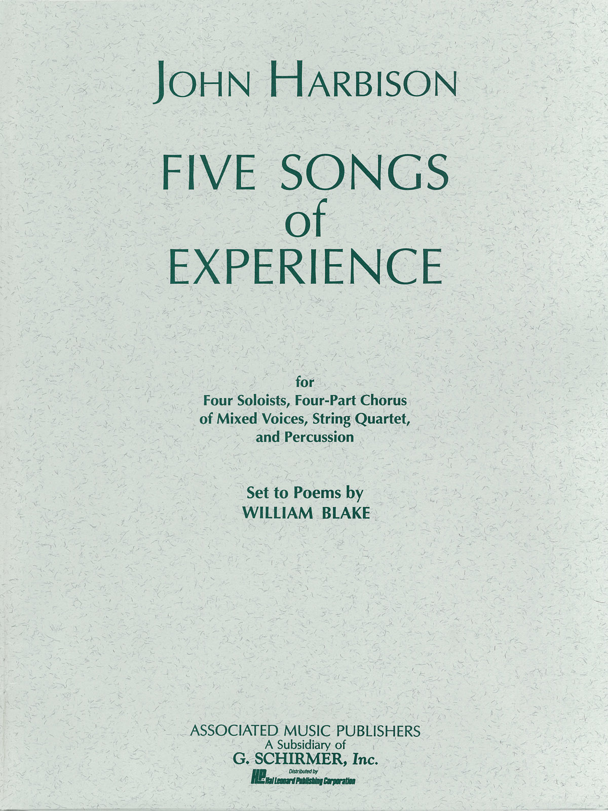 John Harbison: Five Songs of Experience: SATB: Vocal Album