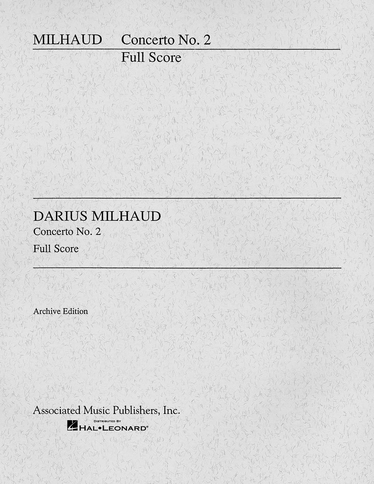Darius Milhaud: Concerto No. 2: Orchestra: Study Score