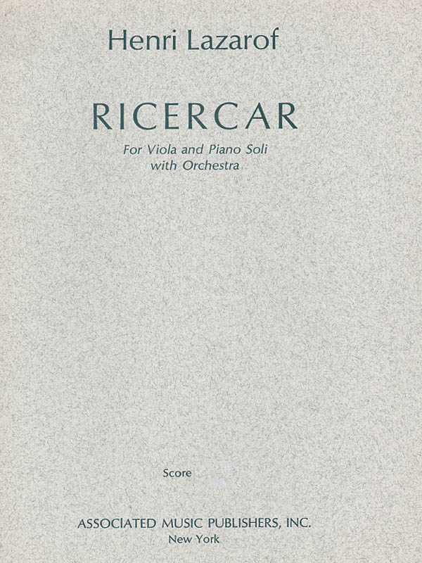 Henri Lazarof: Ricercar (1968): Viola: Study Score