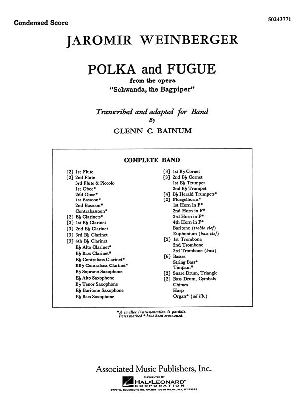 Jarom�r Weinberger: Polka and Fugue from Schwanda  the Bagpiper: Concert Band:
