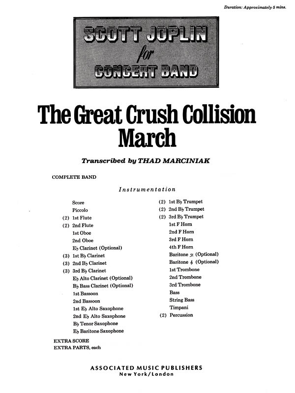 Scott Joplin: Great Crush Collision: Concert Band: Score