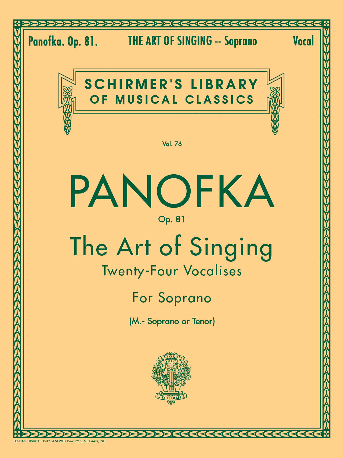 Heinrich Panofka: Art of Singing (24 Vocalises)  Op.81: Voice: Vocal Tutor