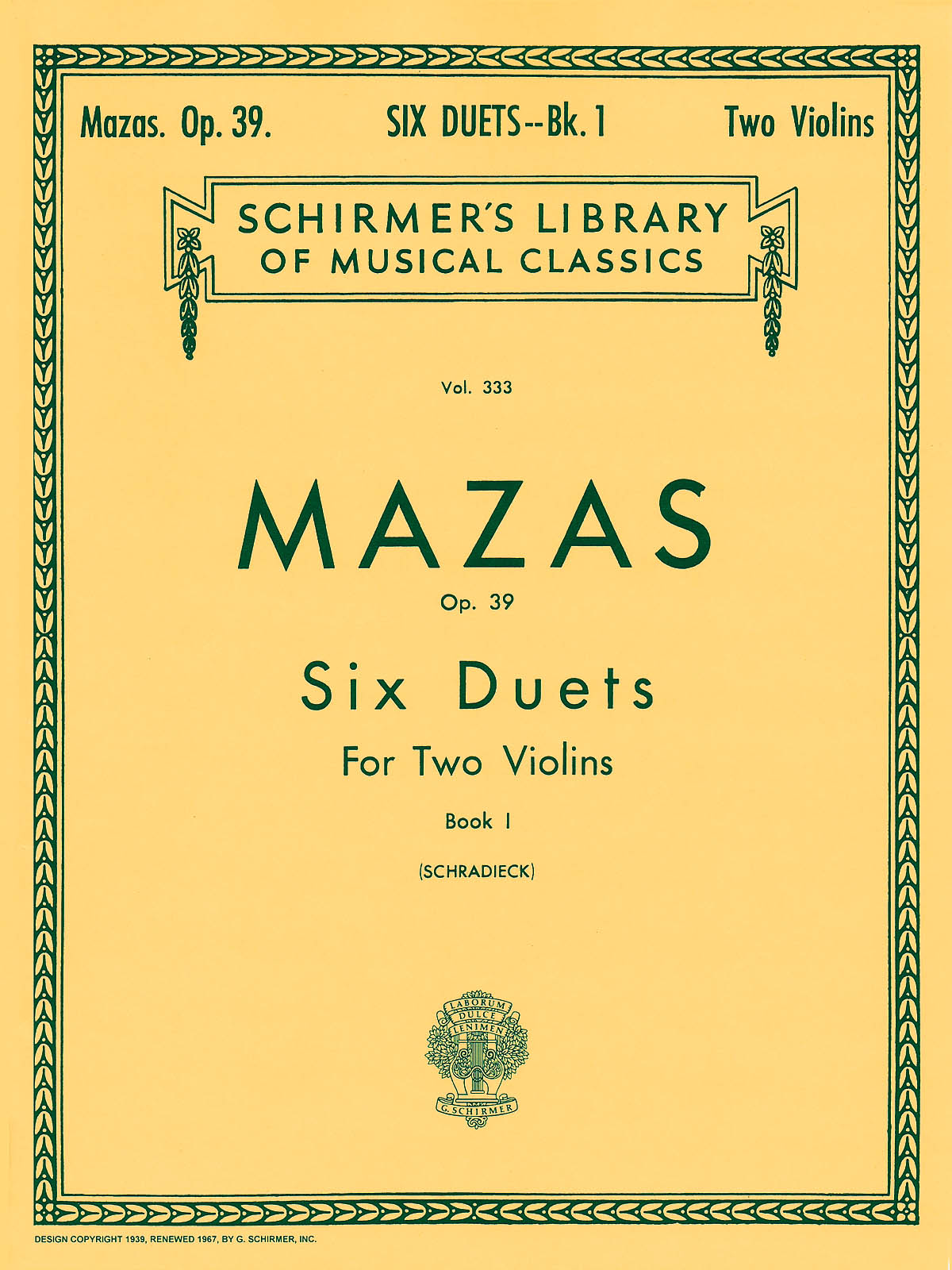 Jacques-Frol Mazas: 6 Duets  Op. 39 - Book 1: Violin Duet: Instrumental Album