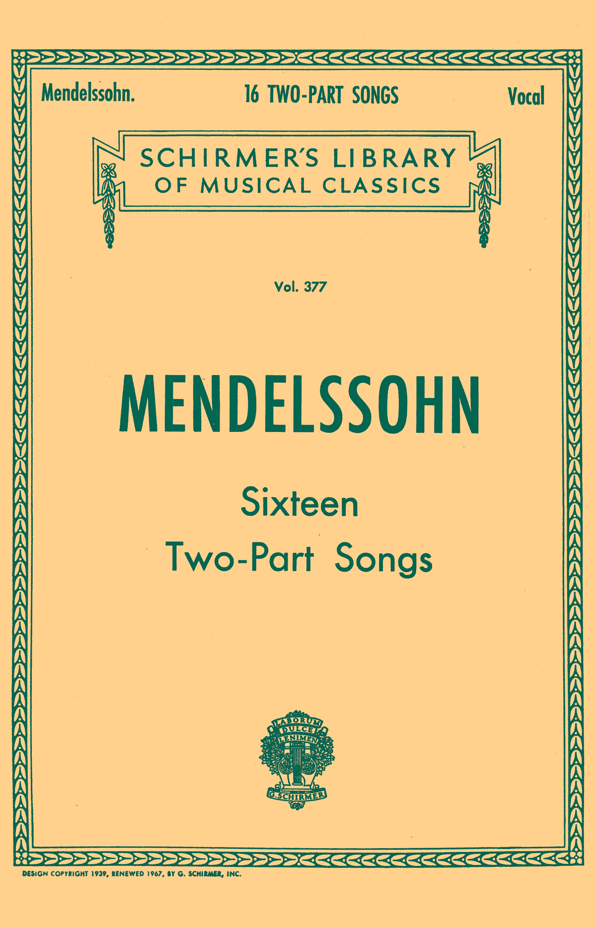 Felix Mendelssohn Bartholdy: 16 Two-part Songs: Voice: Mixed Songbook