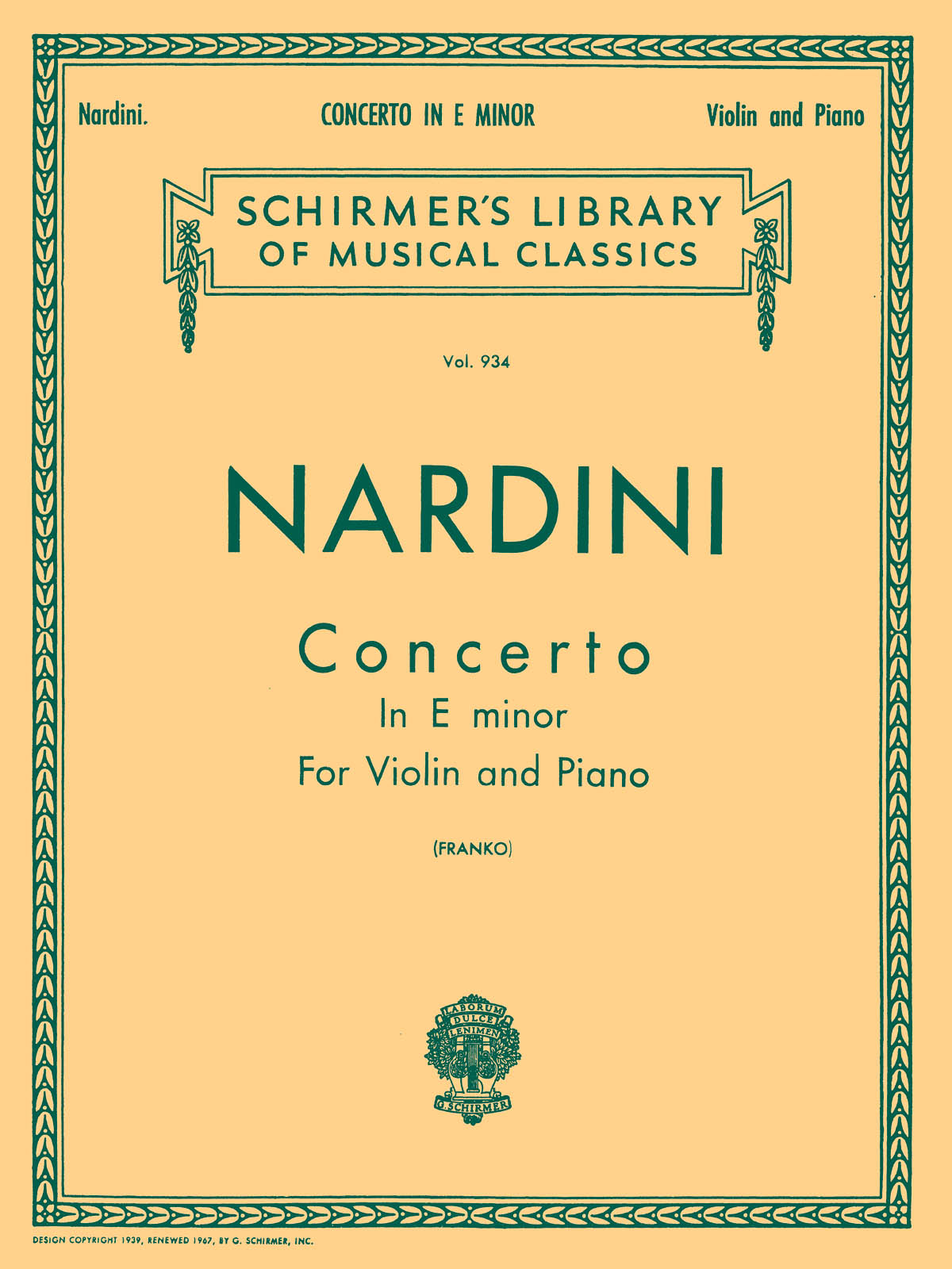 Pietro Nardini: Concerto in E minor: Violin: Instrumental Work