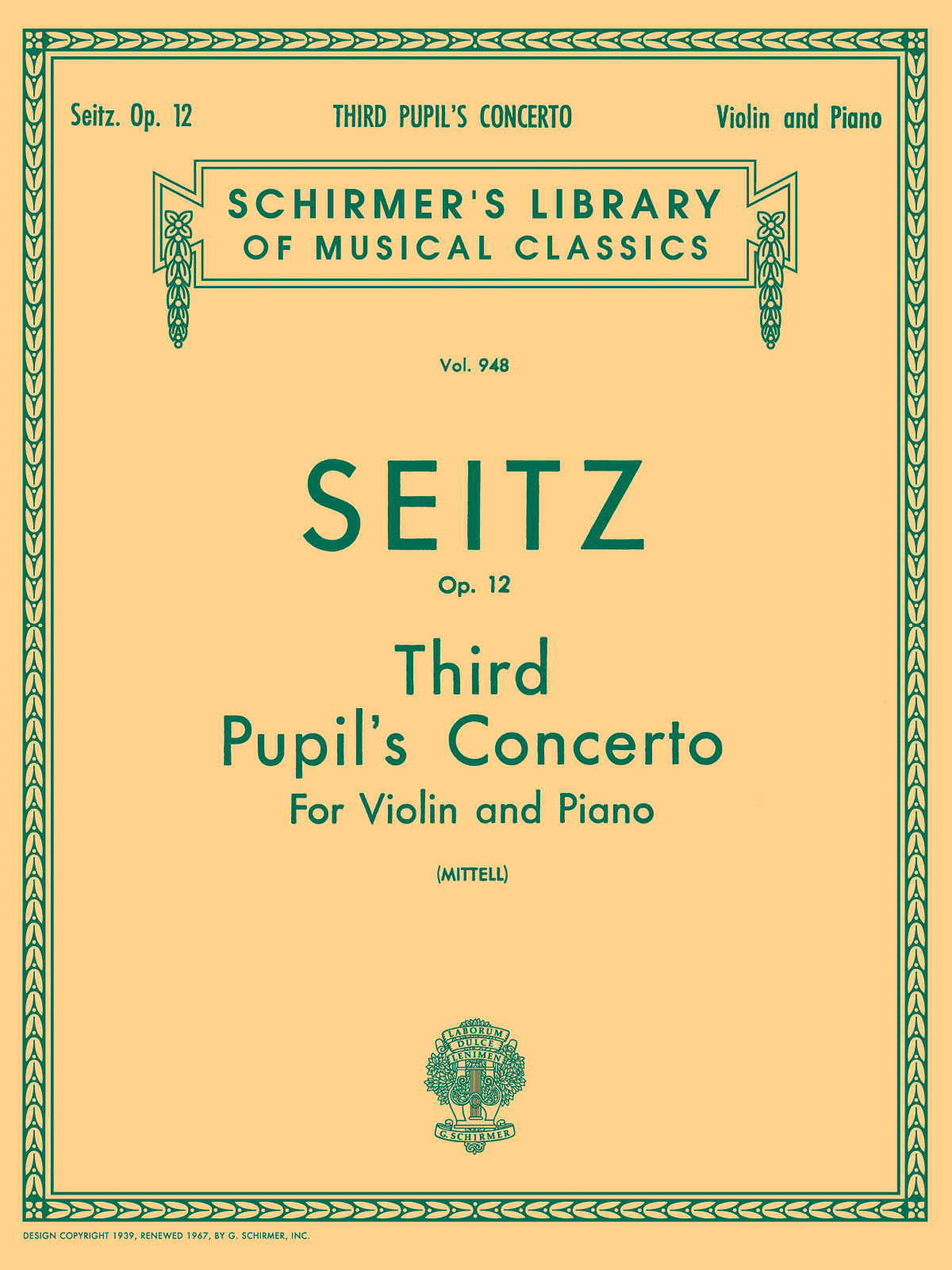 Friedrich Seitz: Pupil's Concerto No. 3 in G Minor  Op. 12: Violin: Instrumental