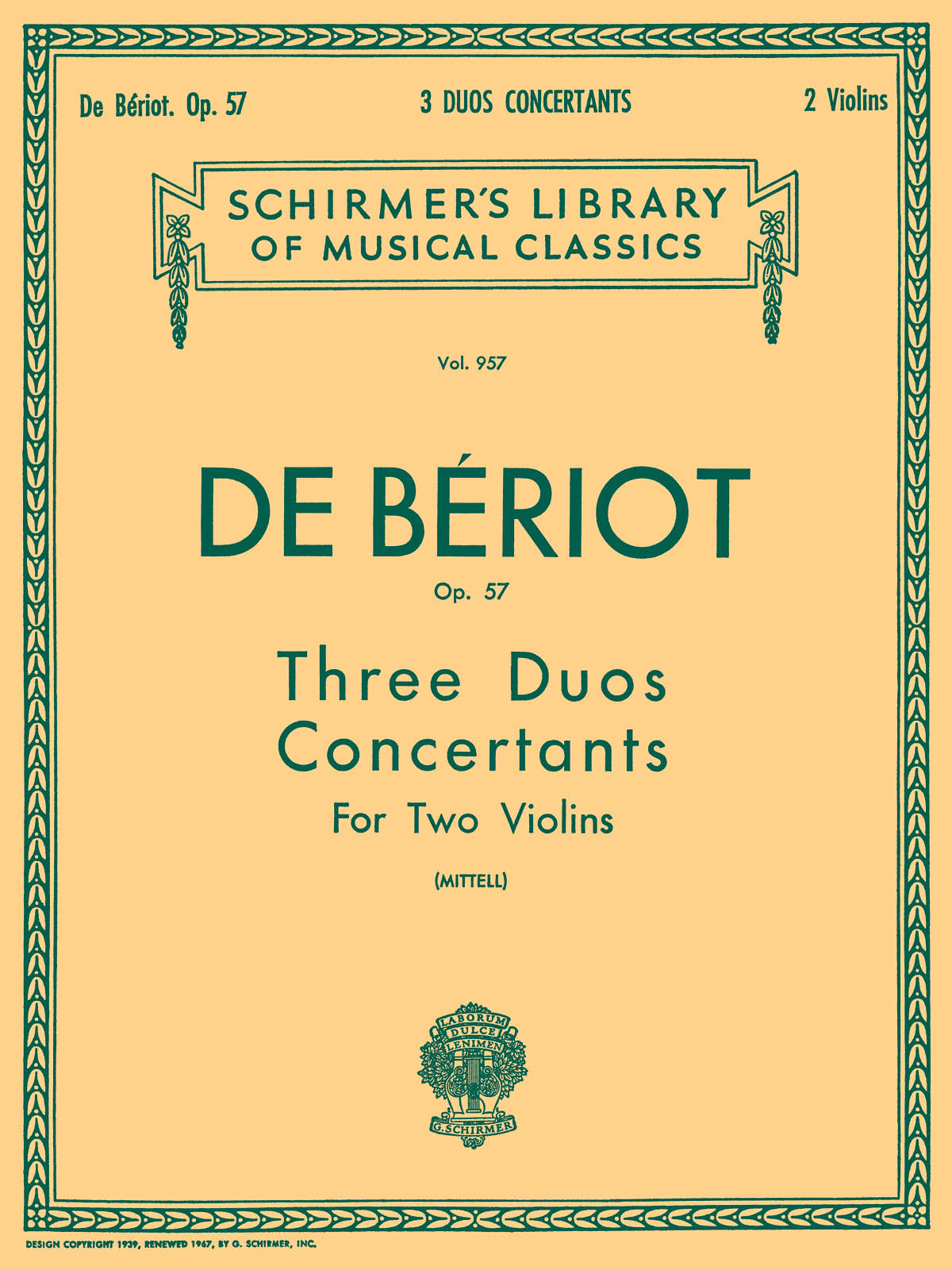 Charles Auguste de Bériot: 3 Duos Concertante  Op. 57: Violin Duet: Instrumental