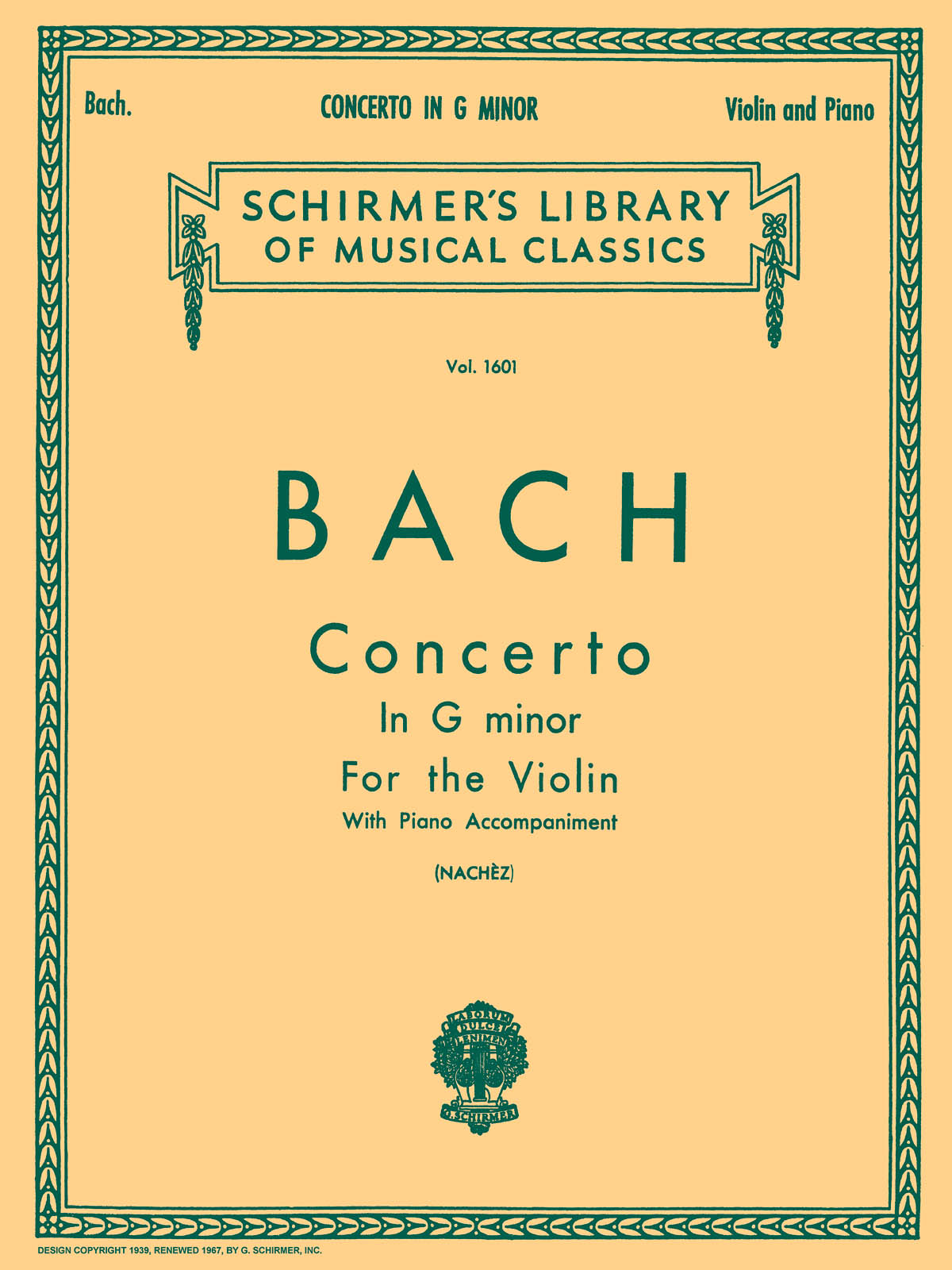 Johann Sebastian Bach: Concerto In G Minor: Violin: Instrumental Work