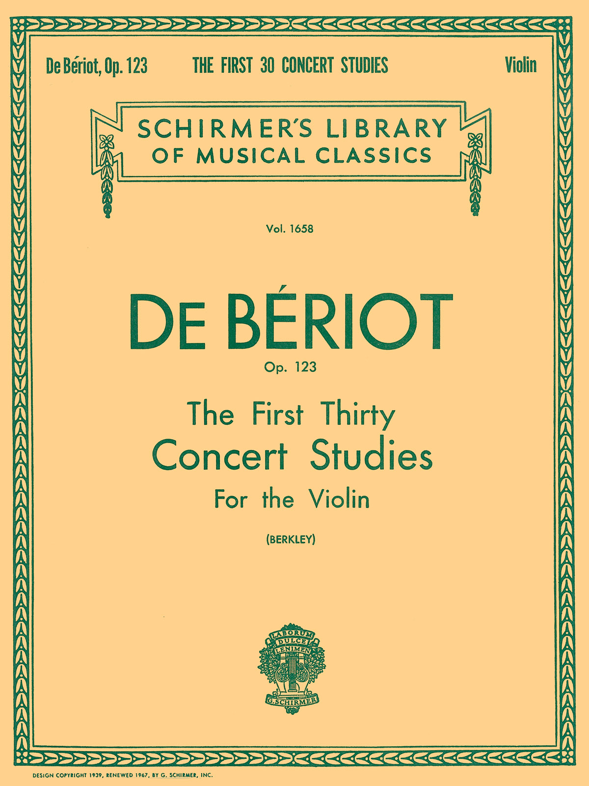 Charles Auguste de Bériot: First 30 Concert Studies  Op. 123: Violin: