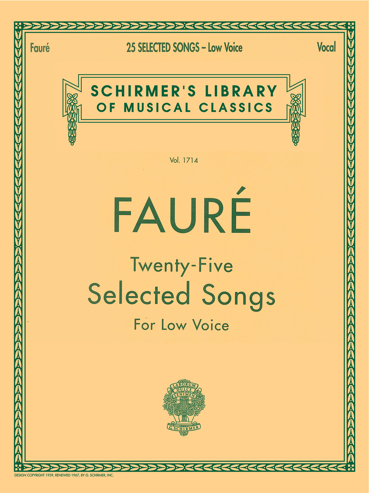 Gabriel Faur: 25 Selected Songs: Low Voice: Mixed Songbook