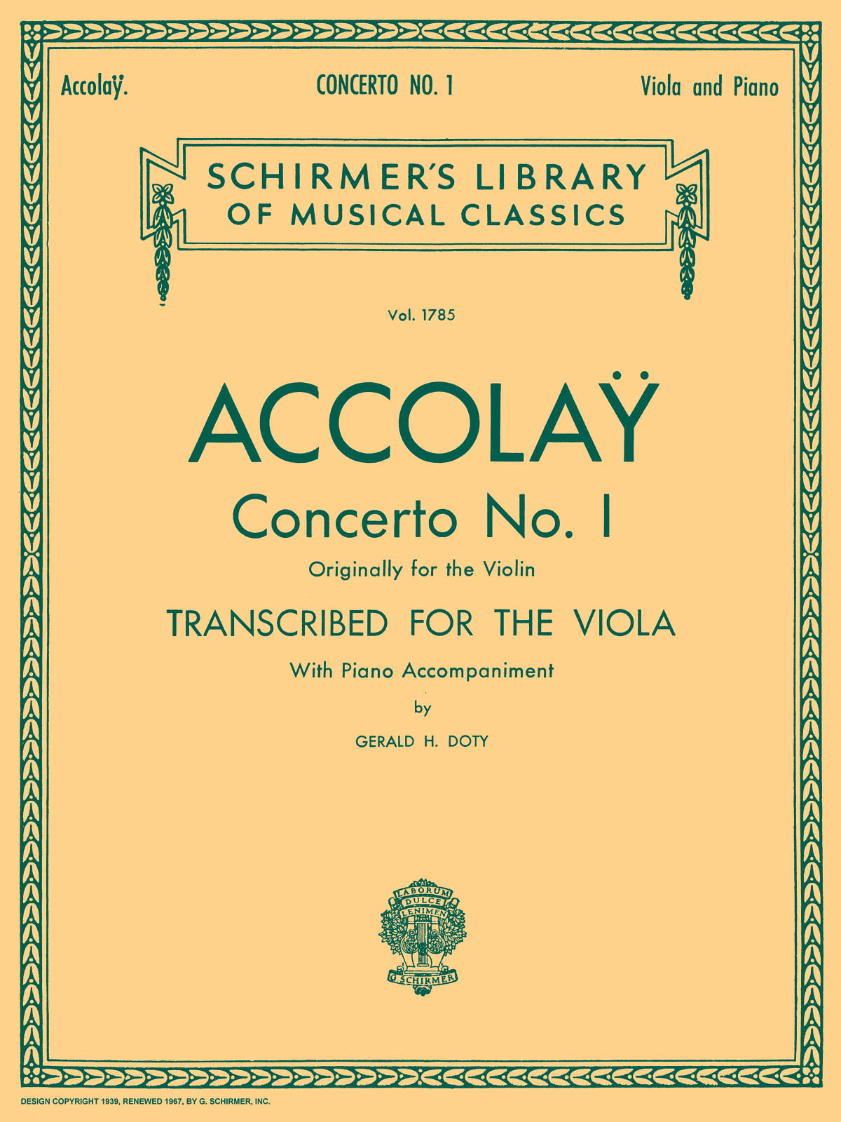 Jean-Baptiste Accolay: Concerto No. 1: Viola: Score and Parts