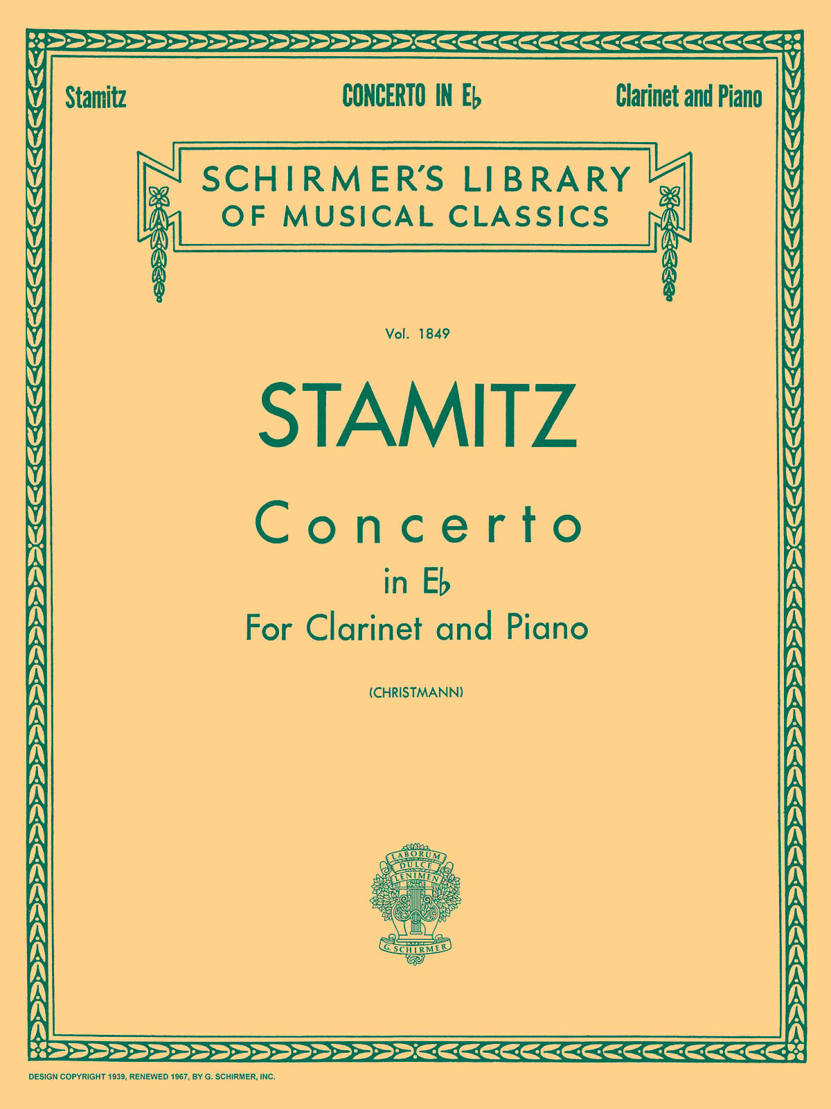 Carl Stamitz: Schirmer Library of Classics Volume 1849: Clarinet and Accomp.:
