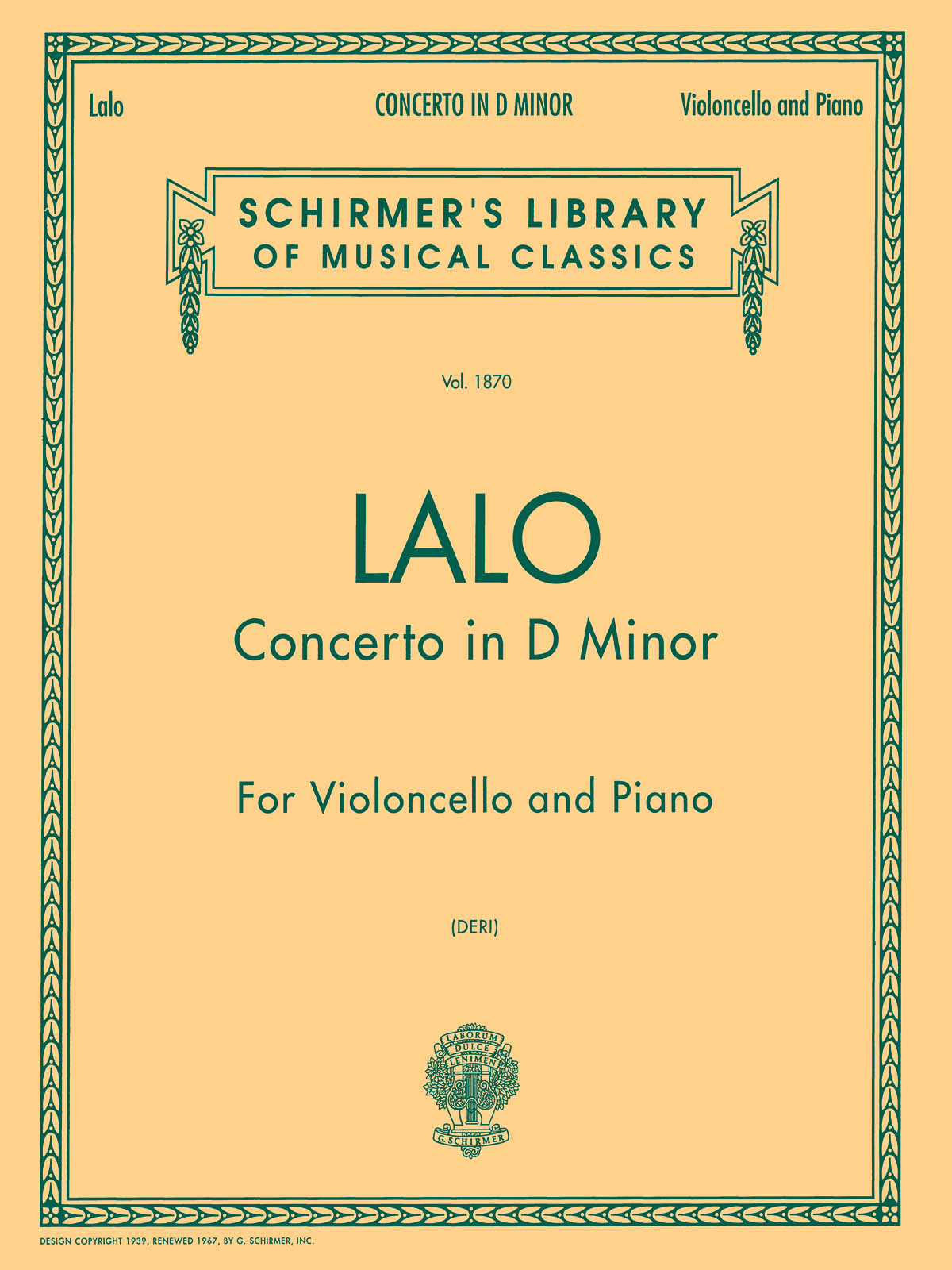 Edouard Lalo: Concerto in D Minor: Cello and Accomp.: Parts