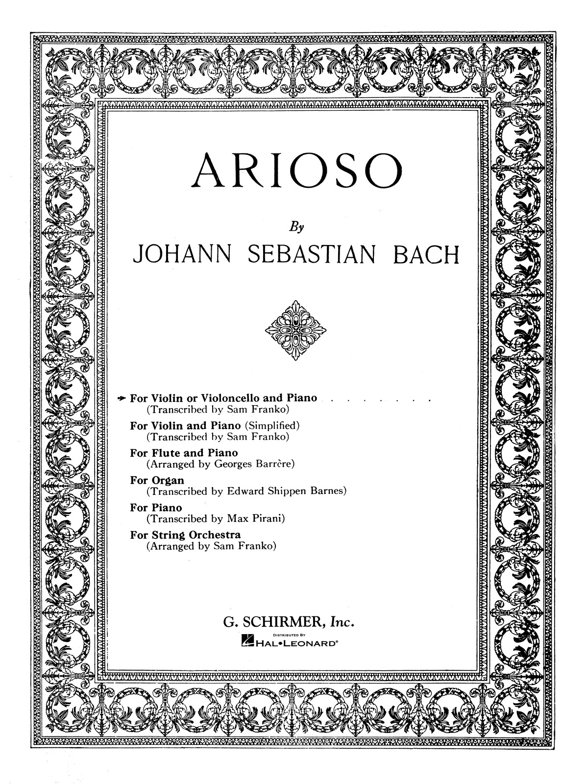Johann Sebastian Bach: Arioso: Violin: Instrumental Work